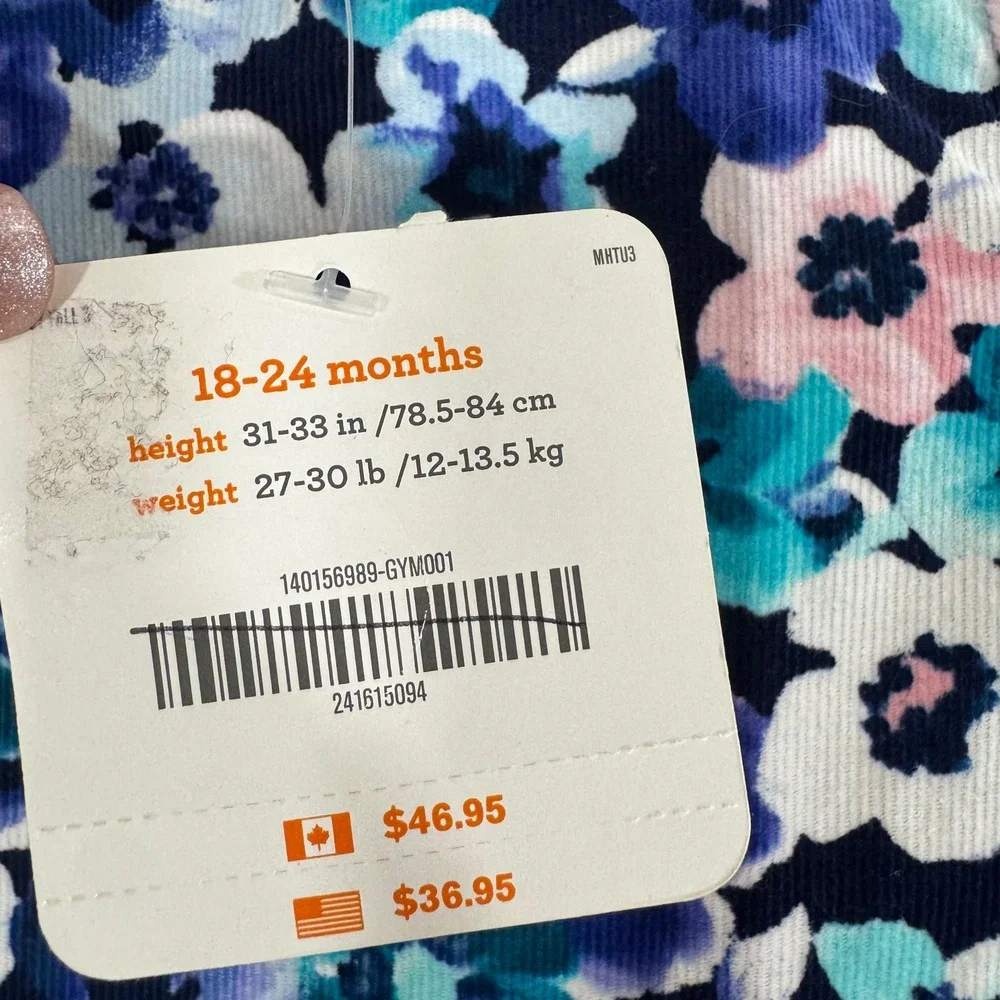 Gymboree Baby Girl Floral Print Dress‎ Corduroy w/ Bloomer 18-24 Months NWT